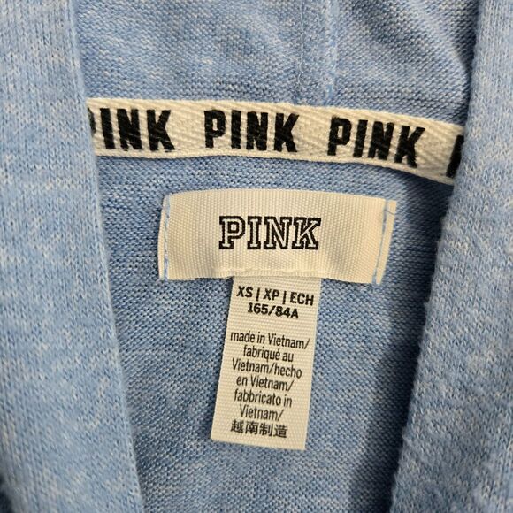 Victoria's Secret Pink Women XS Blue Lace Up Pullover Hoodie Sweatshirt - Picture 7 of 13